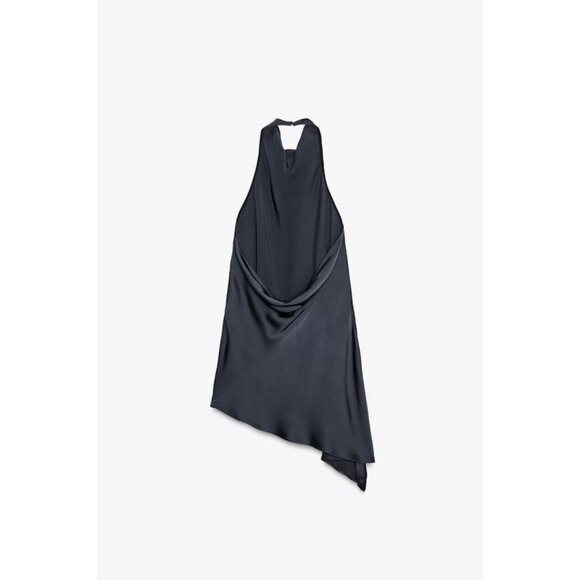 ZARA ZW COLLECTION SATIN HALTER TOP - Picture 7 of 8